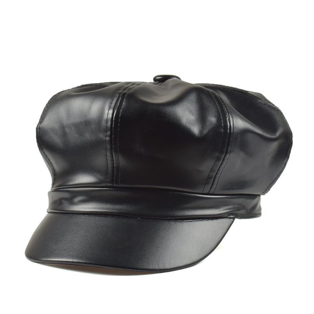 Chapéu artístico retrô coreano em couro PU, elegante e versátil, chapéu octogonal, chapéu estilo abóbora, boina de cor s