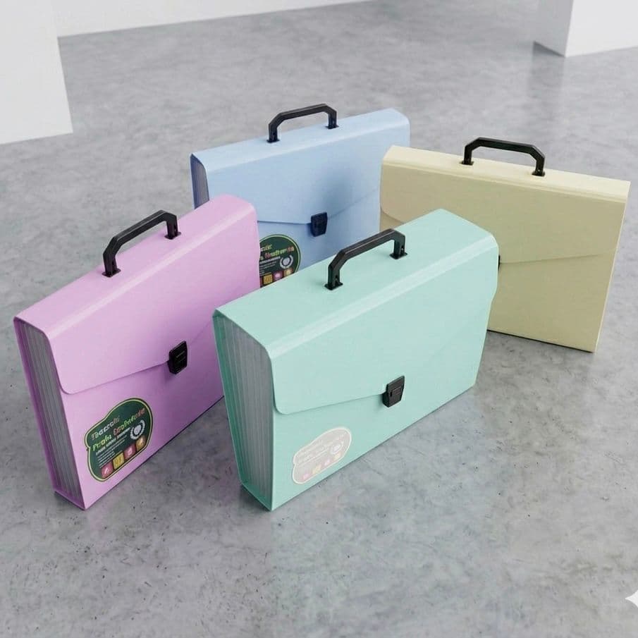 Pasta Organizadora A4 Sanfonada 12 Divisórias com Alça Cores Macaron Portátil