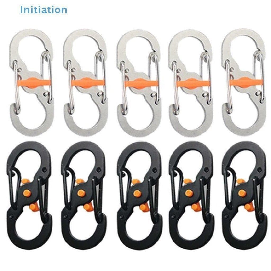 Iniciação 5Pcs Mosquetão Para Camping Exterior Tipo S Com Gancho Mini Chaveiro Anti-Roubo
