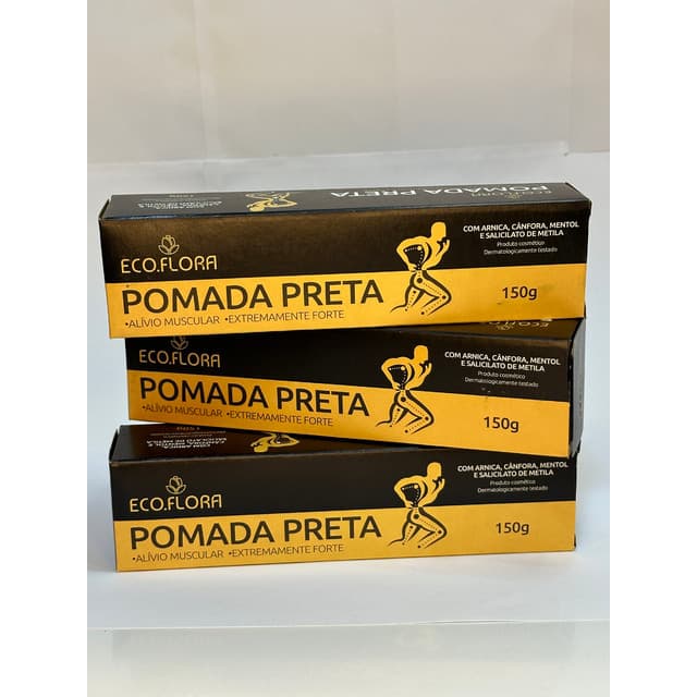Pomada Preta Eco Flora 150grs Massageadora Muscular Ideal para Relaxar e Auxiliar Imperdível SB