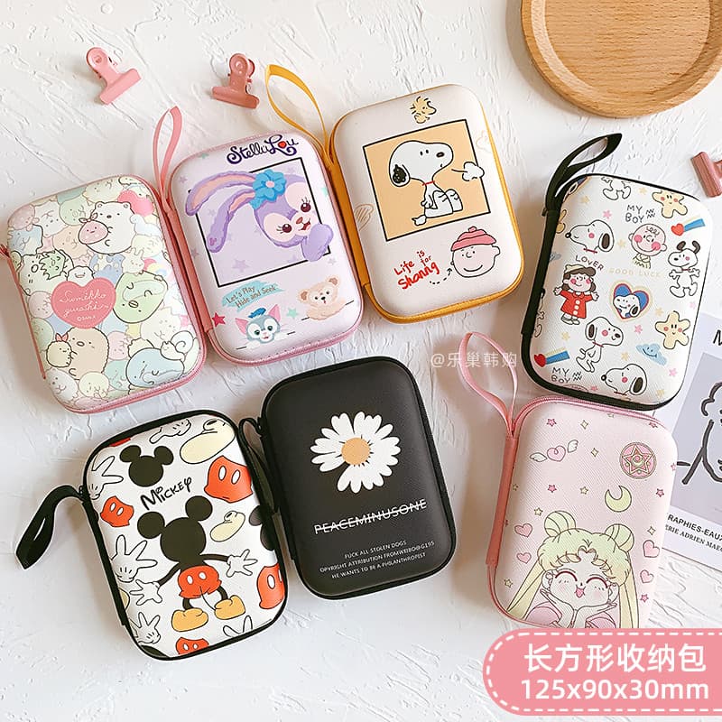 Japão japão coreia bonito saco de armazenamento de fone de ouvido carregador de cabo de dados 8cm disco rígido dos desen