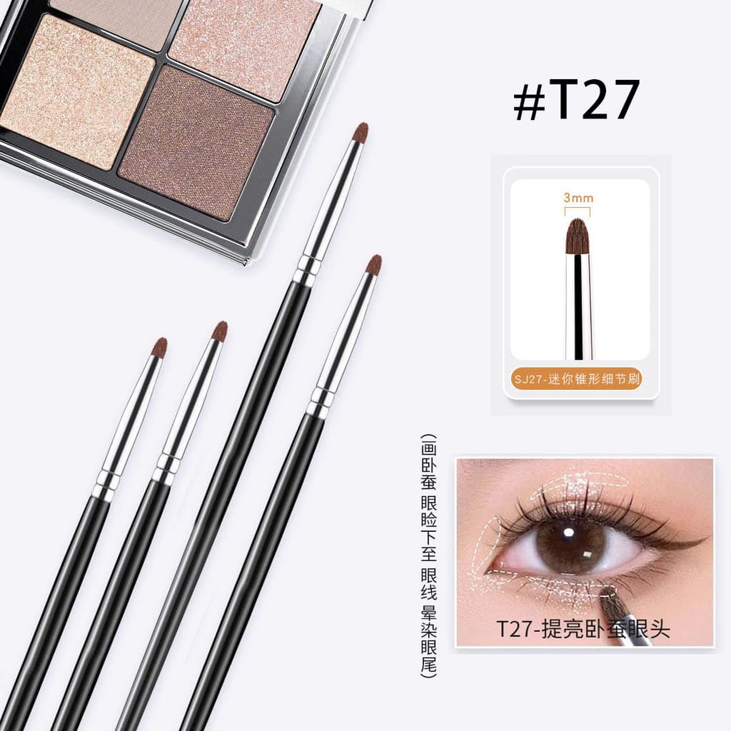 Crina de cavalo Mini pincel de detalhe cônico T27 pincel de sombra ferramenta de maquiagem dos olhos pincel corretivo de