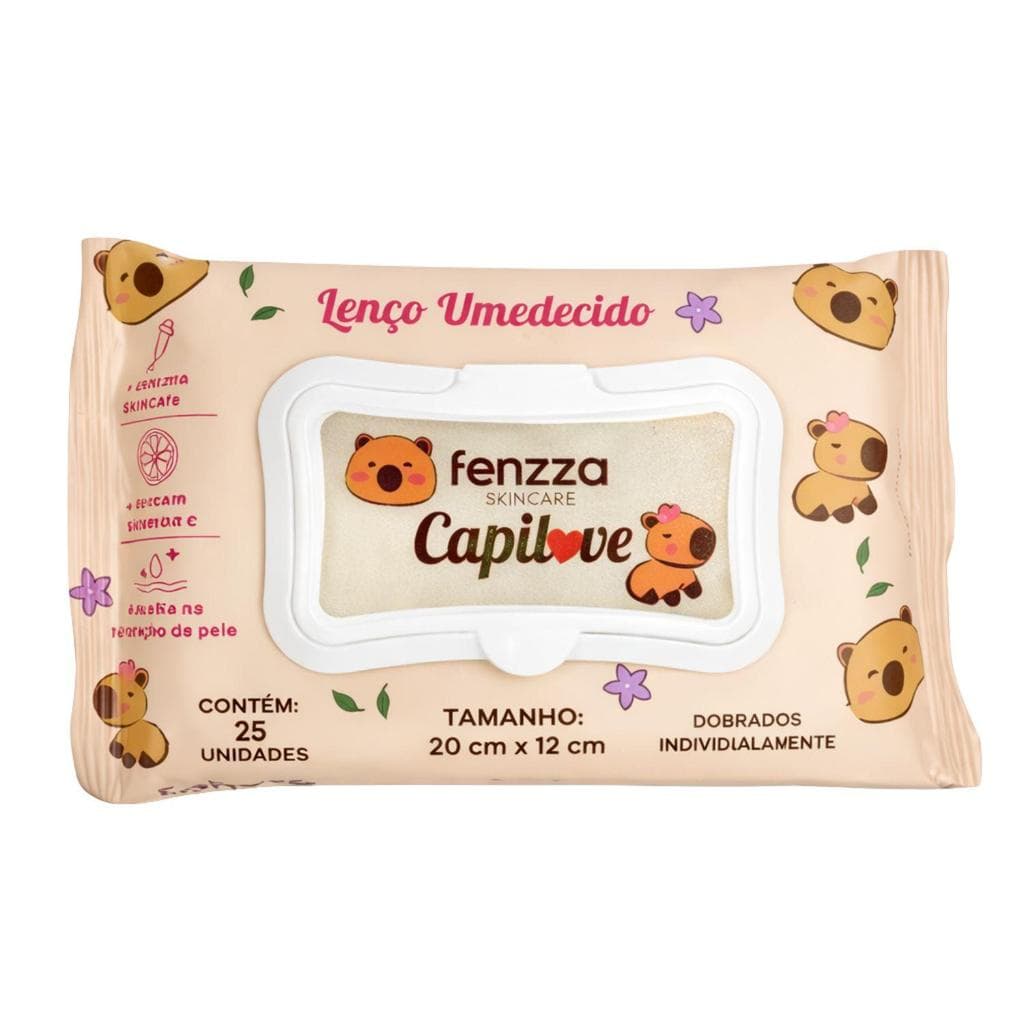 Lenço Umedecido Demaquilante Fenzza SkinCare Capilove Com 25 Unidades