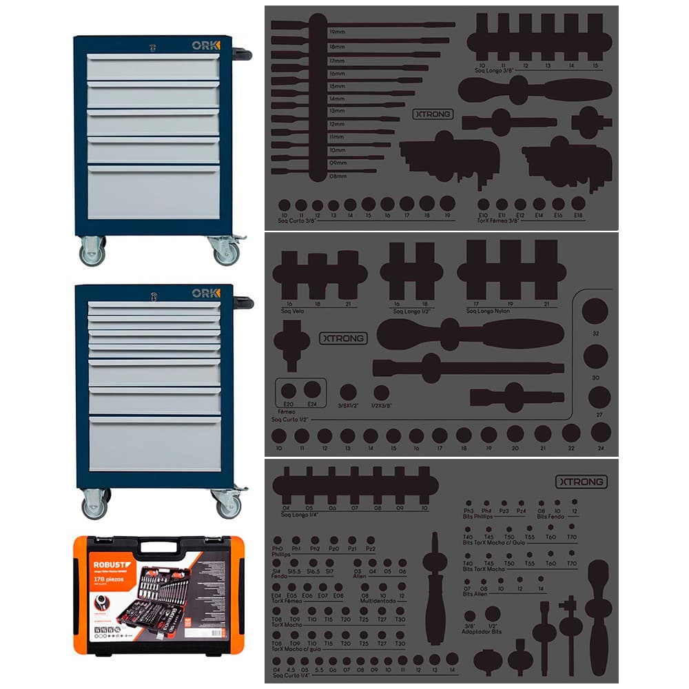 Berço em EVA para Jogo de Ferramentas Robust 5000R para Carrinhos Xtrong XCAR e ORK CAR (Pequeno)