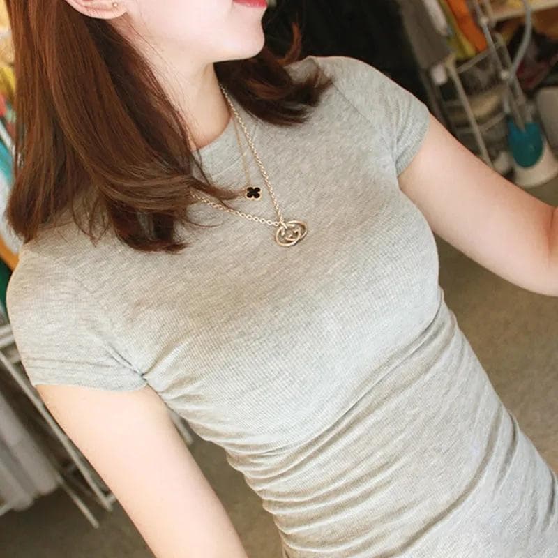 260gt camisa feminina manga curta 2026 novo estilo verão versão coreana tamanho grande alta elasticidade cor sólida em t