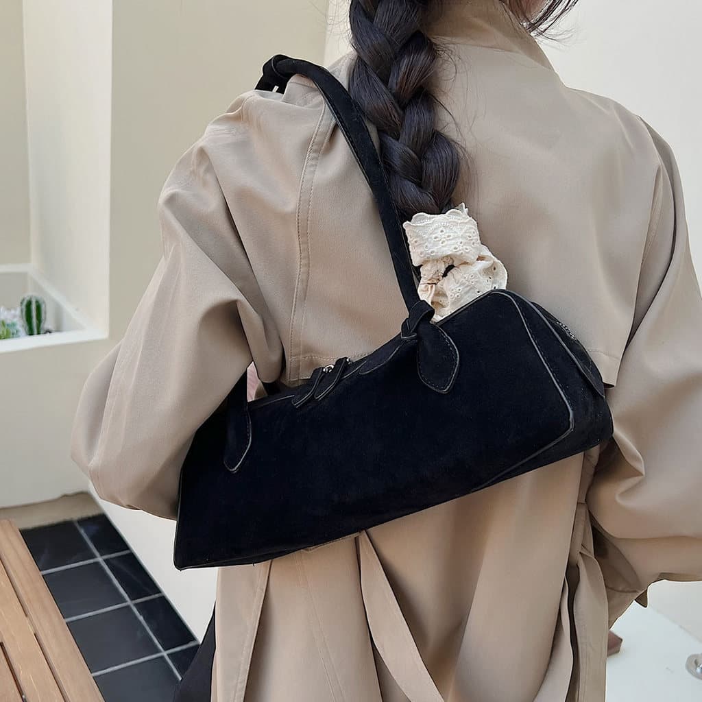 Estilo coreano novo estilo ins All-Match moda na moda bolsa de ombro 2025 feminino simples temperamento camurça veludo s
