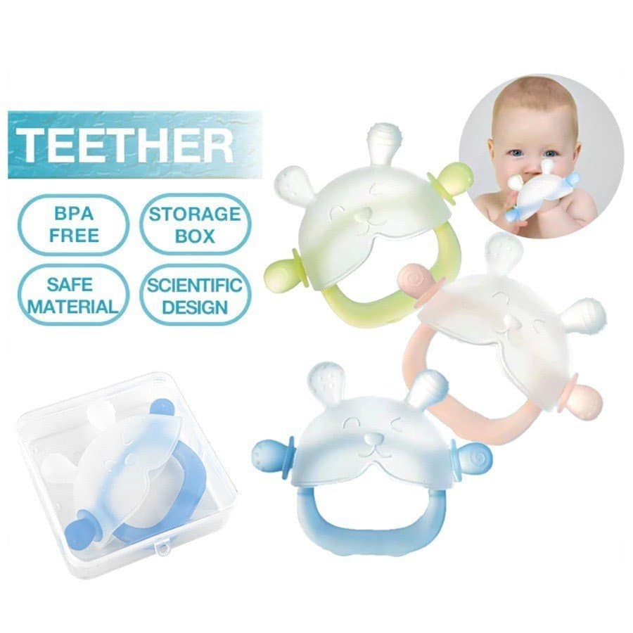 Bebê Silicone Coelho Mordedor Anti-Comer Mão Pulso Mastigar Brinquedo Para Bebês Período Oral