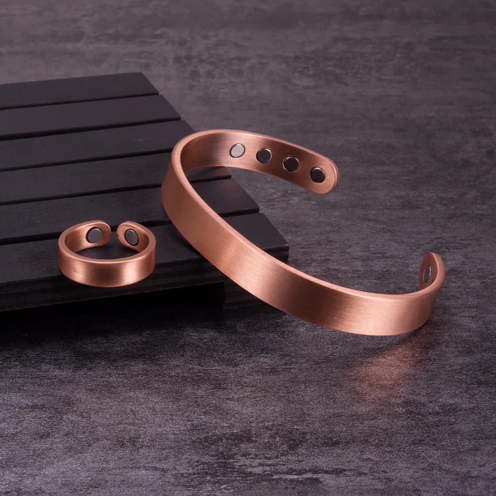 Conjunto de Joias de Moda Joias Foscas Conjunto de Joias Magnéticas Pulseira de Cobre Puro Anel Conjuntos de Joias Simpl