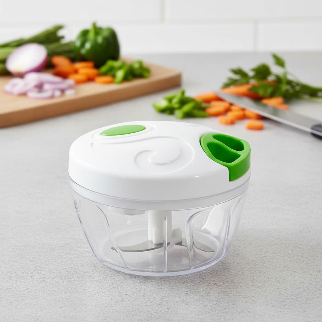 Mini Processador Alimentos Triturador Manual 3 Lâminas 500ml