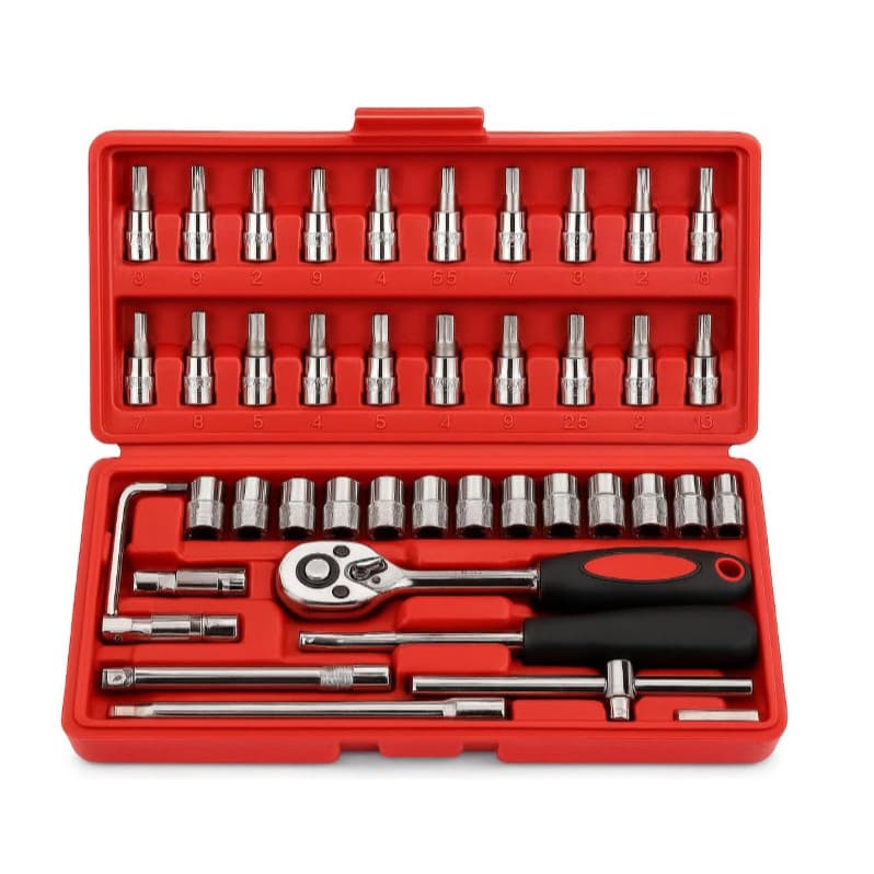 Kit de Soquetes 46 Peças Catraca Reversível Maleta Ferramentas CompletO p/Reparos - North Star