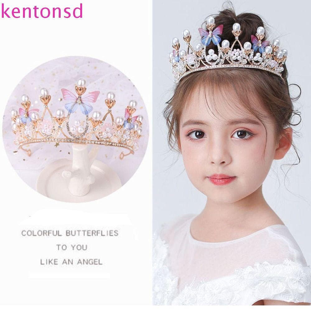 Faixa de Cabelo Kington Pérola Coroa de Princesa Design de Borboleta Decoração de Pérola Acessório de Casamento Mod COZN