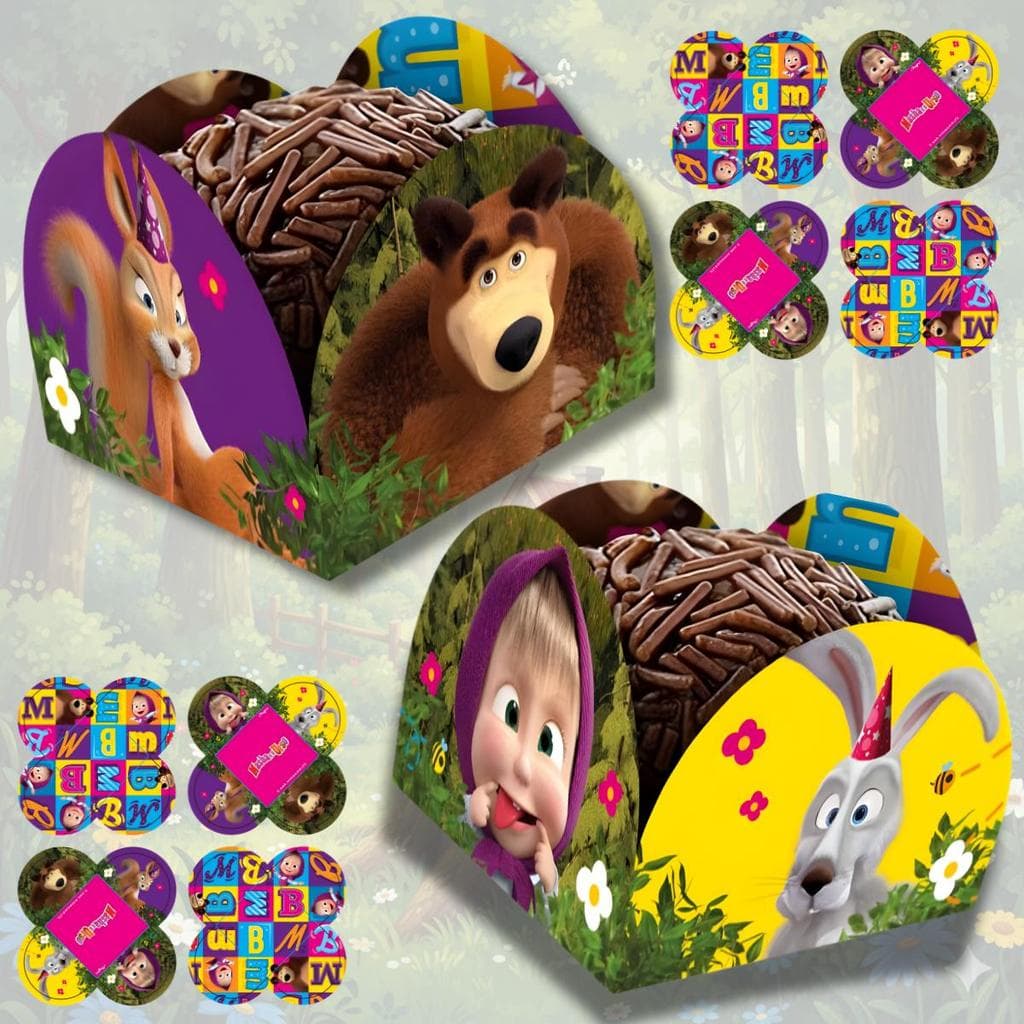 Porta Forminhas para Doces Masha e o Urso – Decoração Festa Infantil | Kits 50 a 250 Unidades