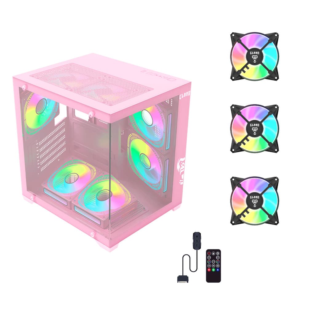 Gabinete Gamer Candy Grodd + 3 Fans ARGB Controladora Clanm