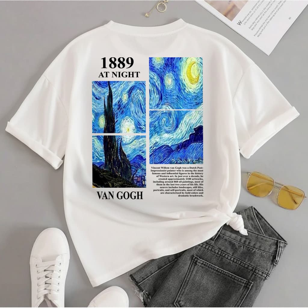 Camiseta T-shirt Unissex Algodão Van Gogh Vintage 1889