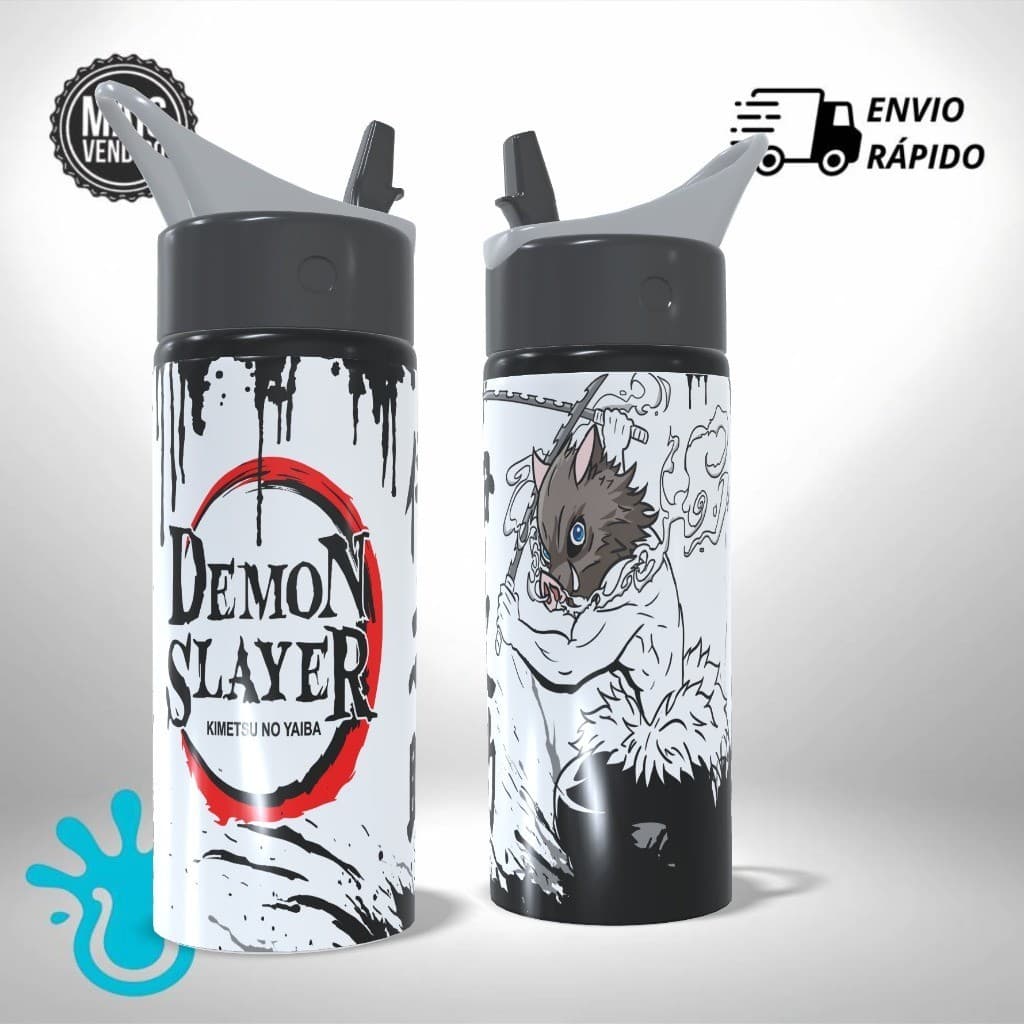 Garrafa Squeeze Kimetsu Demon Slayer Coleção Exclusiva Inosuke Alumínio Infantil Escolar