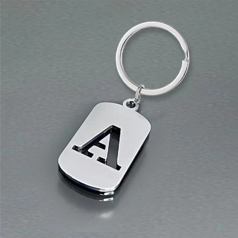 Chaveiro de aço inoxidável com 26 letras em inglês, acessórios simples para mochila de carro