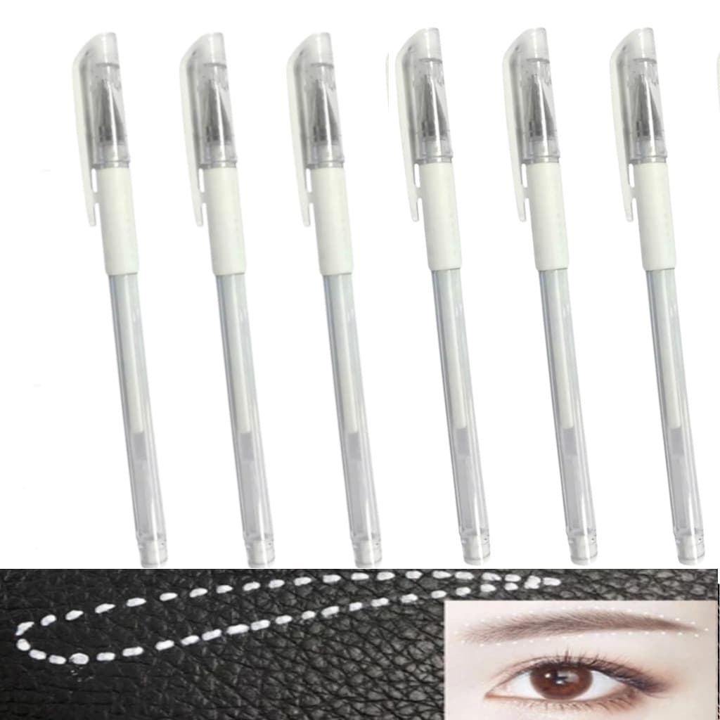 6 Canetas Gel Branca Para Marcação e Design de Sobrancelha Dermatográfica Ideal (S15)