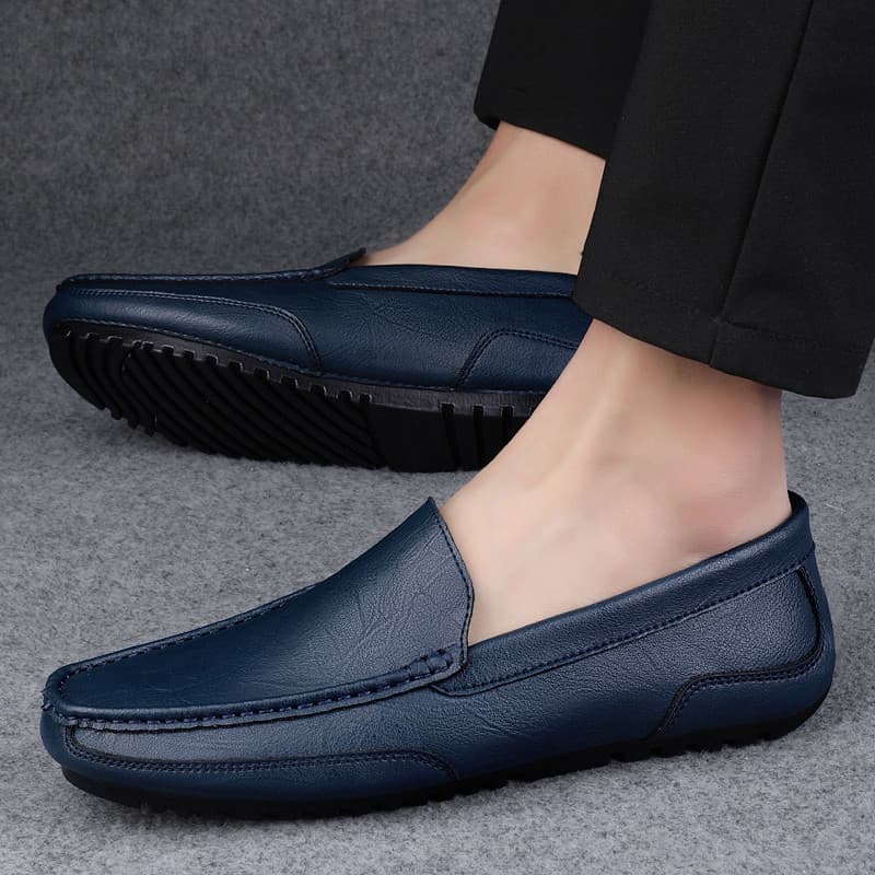 Street Wear ervilhas sapatos masculinos 2025 novo estilo de couro genuíno primavera verão respirável sola macia de um Pe