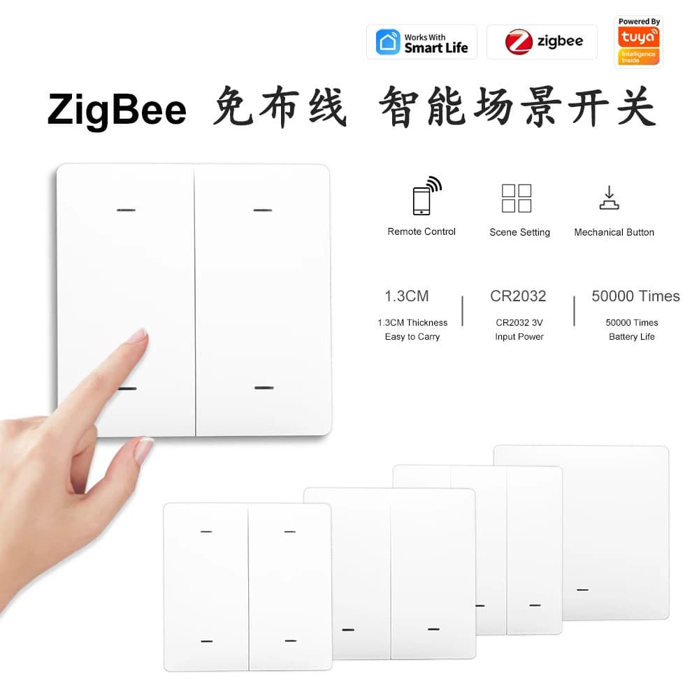 Interruptor de Cena Inteligente Tuya, sem necessidade de fiação, Zigbee, pode ser instalado em qualquer lugar, controle