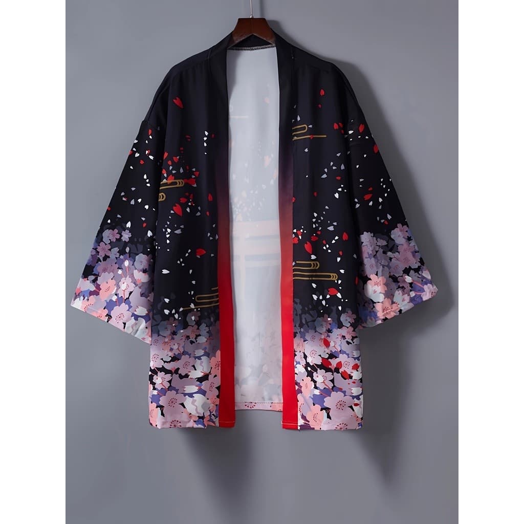Quimono Frontal Aberto Com Estampa Floral , Elegante Para Primavera E Verão