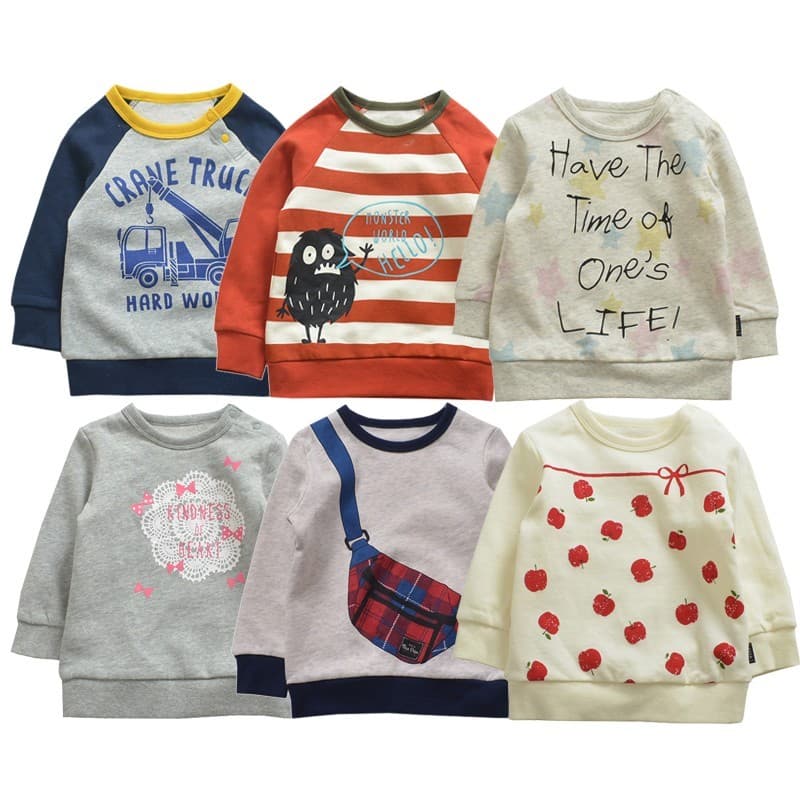Comércio exterior roupas infantis primavera outono infantil puro algodão escovado quente meninas moletom bebê manga comp