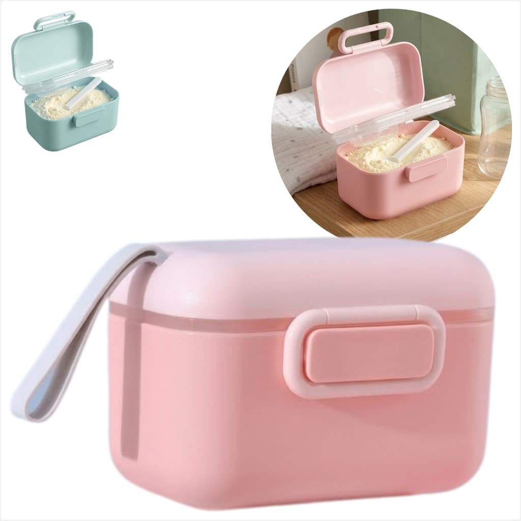 Pote Porta Leite em Po 400ml Com Divisorias Nivelador E Colher Para Bebe