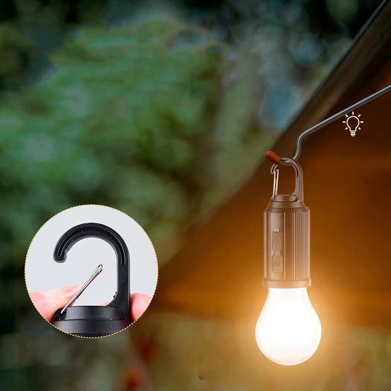 Lâmpada Led Recarregável Com Gancho Para Acampamento Iluminação Ajustável