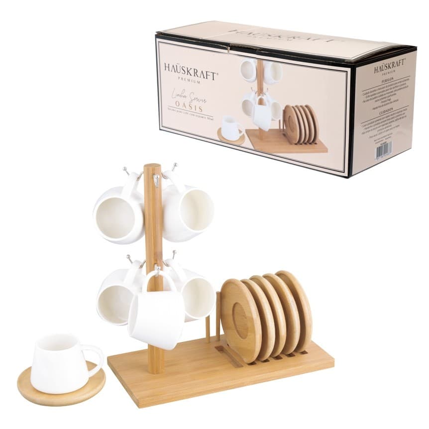 Xícara Café Suporte 90ml C/7 Pçs Pcln233 Branco