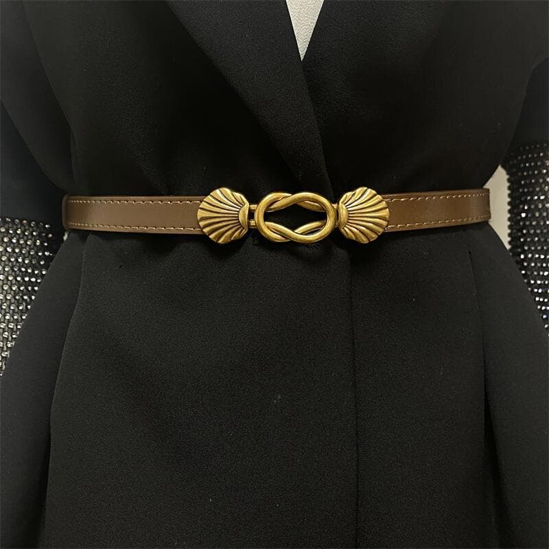 Fivela de couro genuíno cinto fino senhoras novo estilo decoração terno camisola cinto estreito All-Match moda cinto pre