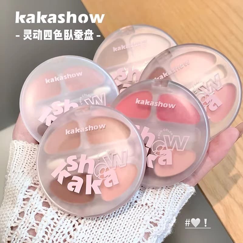Kakashow Smart Quatro Cores Deitado Silkworm Plate Highlighter Iluminando Dois em Um Pálpebra Para Delineador Sombra Eye
