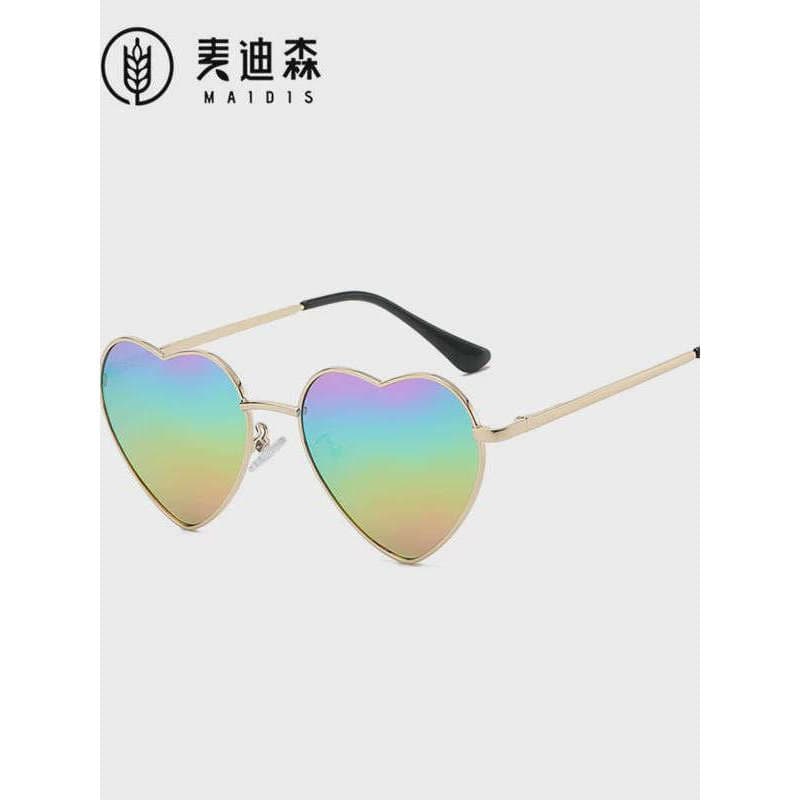 Jet 8088 Metal Retro amor óculos de sol bonito pêssego coração namoradas multicolorido primavera perna polarizada óculos