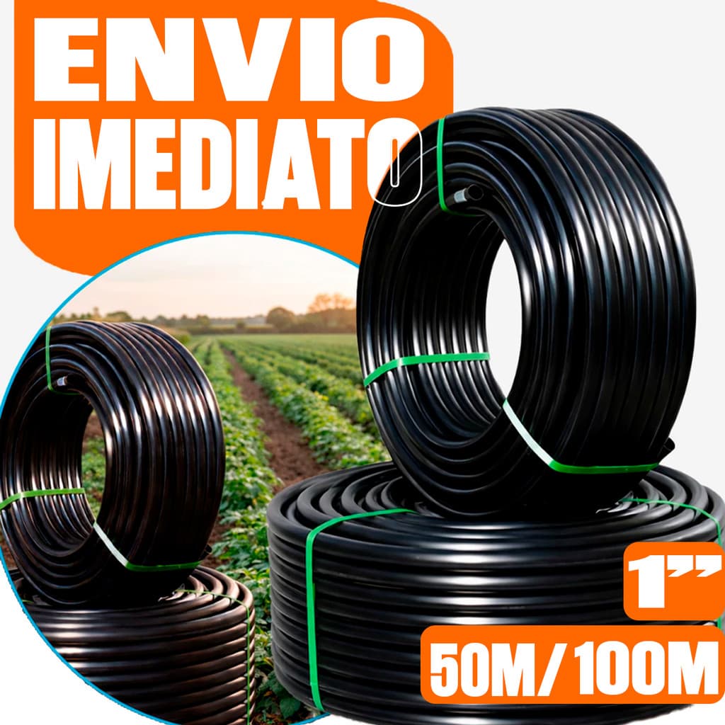 Mangueira Preta Irrigação 1 Polegada 2mm Rolo 50m E 100m Metros Gotejamento