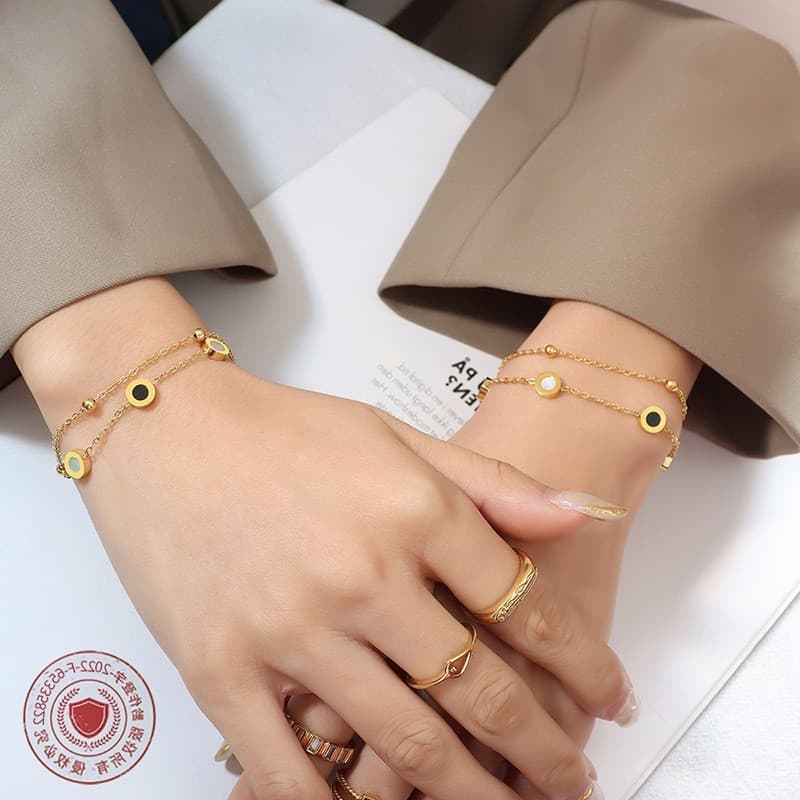Ins estilo geométrico legal titânio aço banhado a ouro Real Design 44 sentir E1 exclusivo 18K nicho pulseira feminina ro