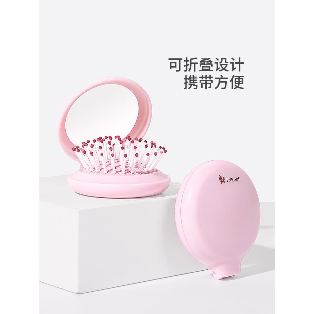 Clamshell dobrável massagem espelho pente dupla utilização menina Airbag pente Mini portátil cabeleireiro pente espelho
