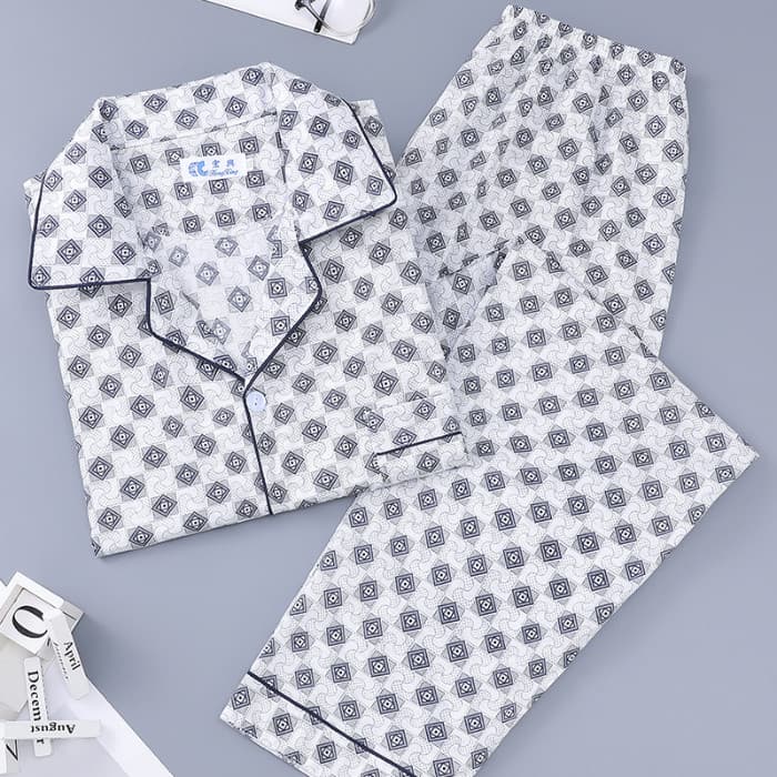 Pijama De Manga Curta Com Botão Frontal , Conjunto De Loungewear Masculino Fino E Plus Size