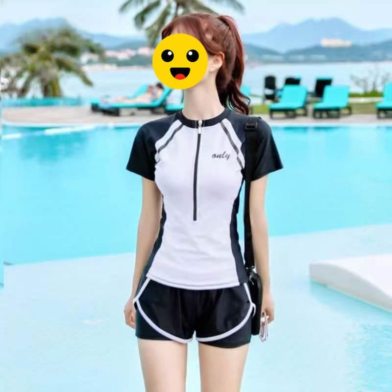 Maiô feminino moda dividida maiô praia primavera quente maiô mais magro olhar capa barriga conservador em torno do pesco