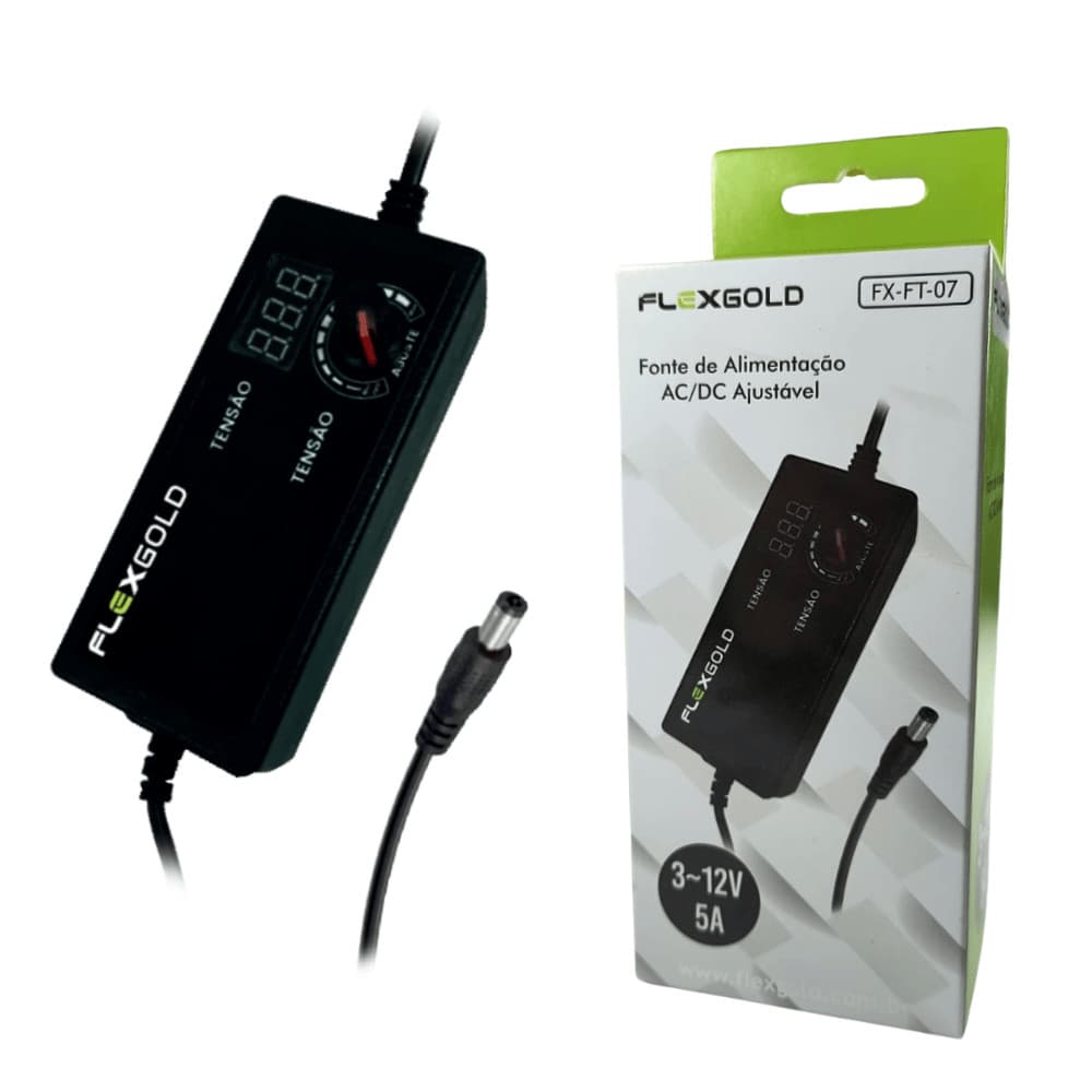 Fonte de alimentação Chaveada Ajustável 3 à 12V 5A FX-FT-07