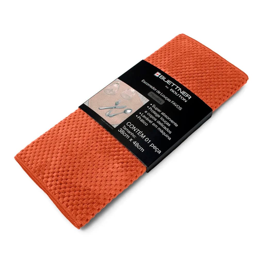 Escorredor de Louça Buettner Microfibra 80% Poliéster/20% Poliamida Cooking Favos 38cm x 48cm Telha