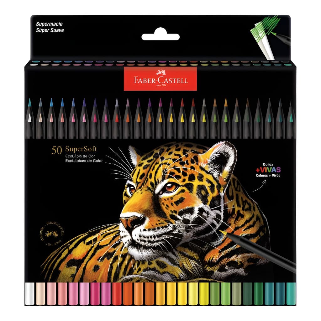 Lapis De Cor 50 Cores Super Soft Nova Edicao Faber Castell