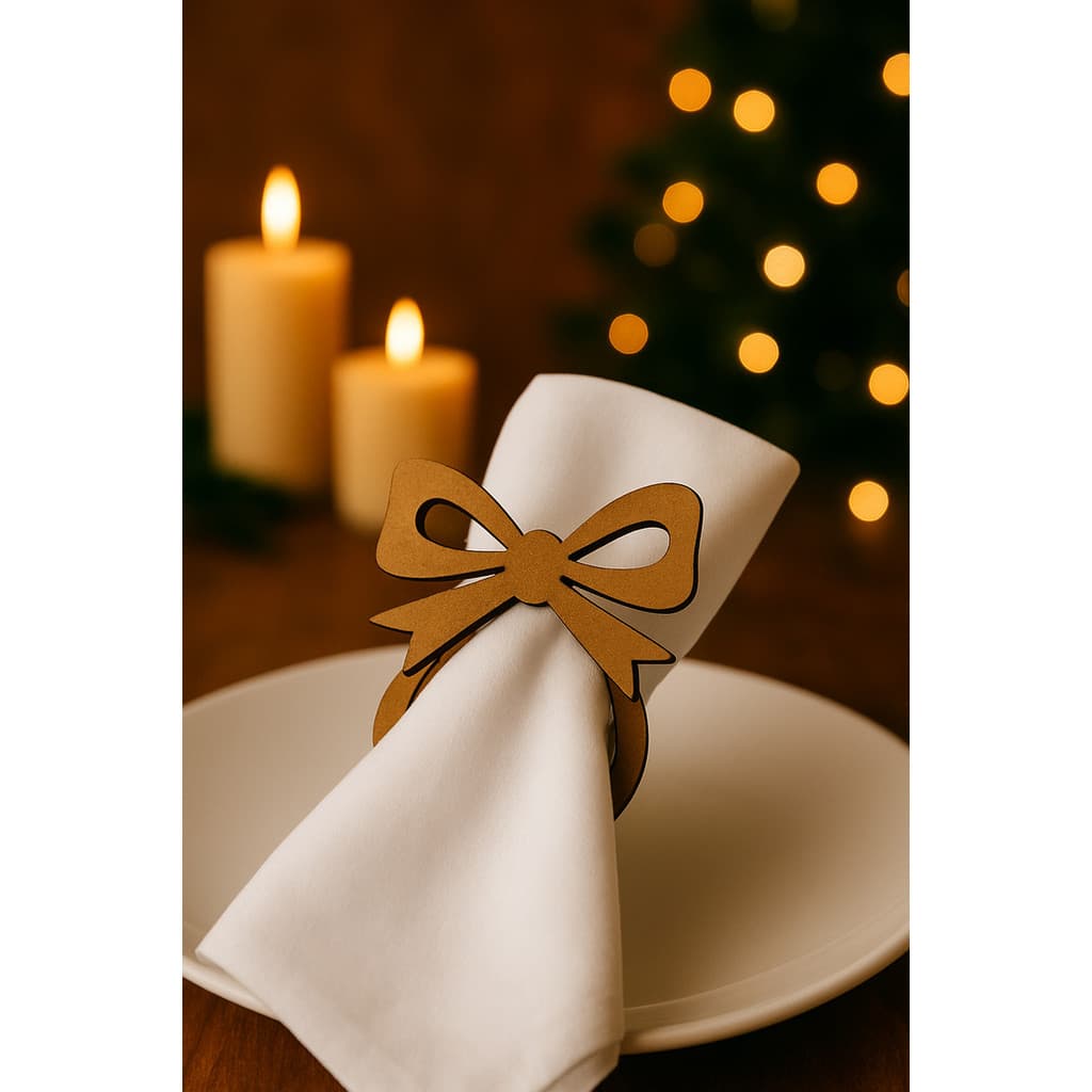 Porta Guardanapos Laço De Natal - Mdf Cru - Kit Com 10 Unid.