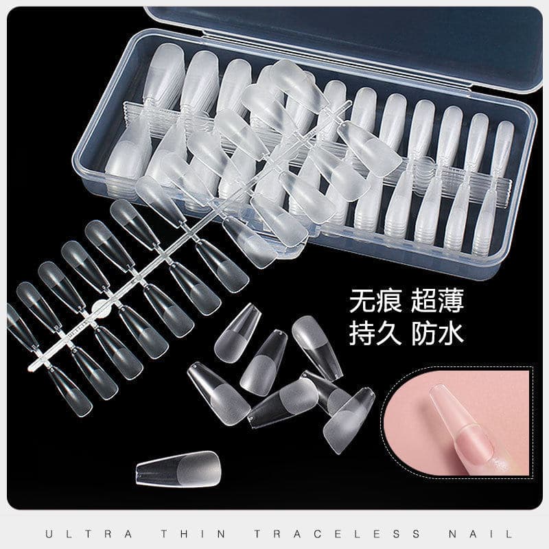 Manicure adesivo completo fosco dobrável sem costura Ultra-fino adesivo prego remendo Natural fino estendido falso prego