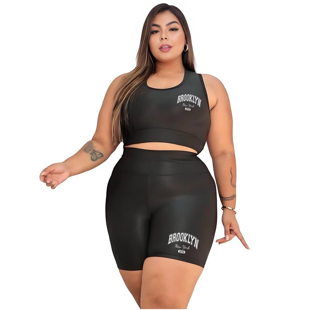 Conjuntos Top Shorts  plus size Academia   Suplex