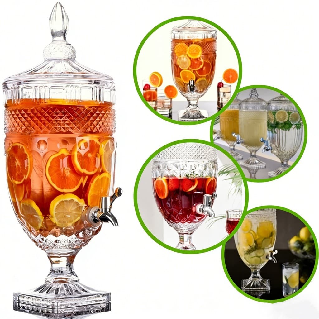 Suqueira de Vidro Cristal Diamond 1,8L com Torneira – Jarra para Suco, Água e Bebidas