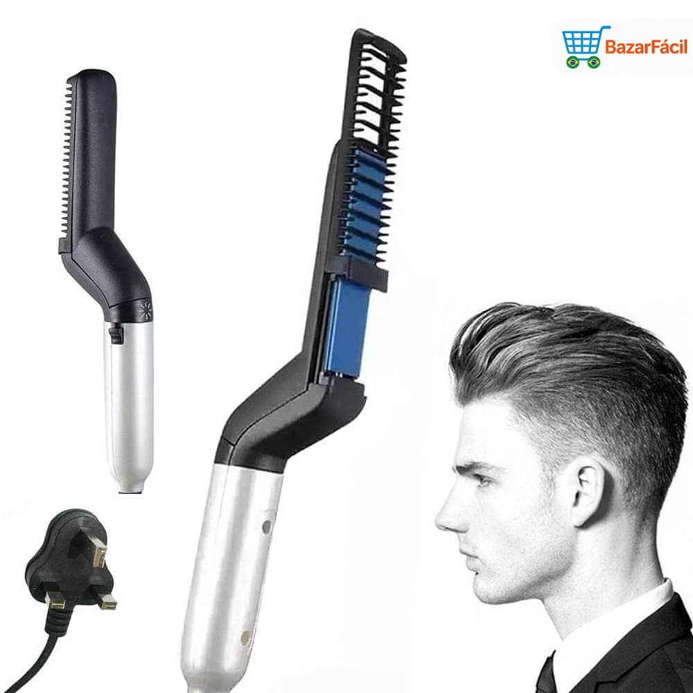 Chapinha modelador Pente Portatil para cabelo e barba masculino Pente Eletrico Escova Alisadora