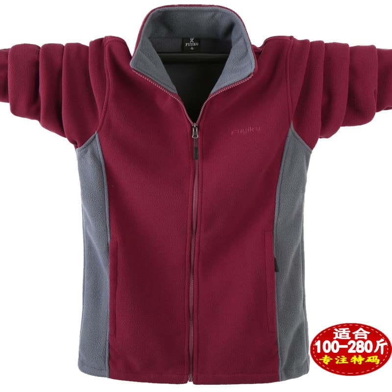 Primavera outono novo estilo homens gordos solto velo quente jaqueta cor combinando Cardigan mais gordura Extra grande c