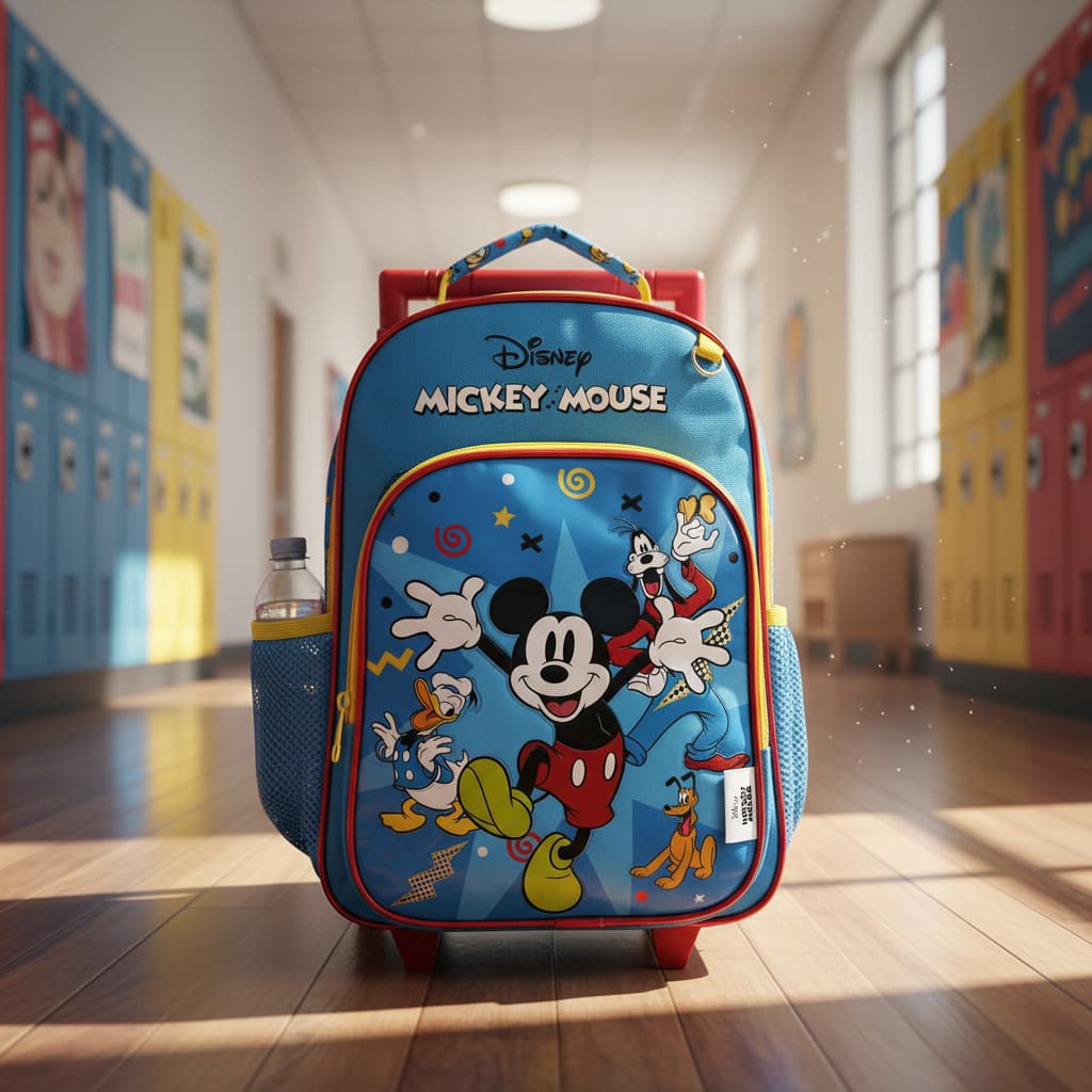 Mochila De Rodinha Mickey Mouse Disney Escolar Infantil Com Alças