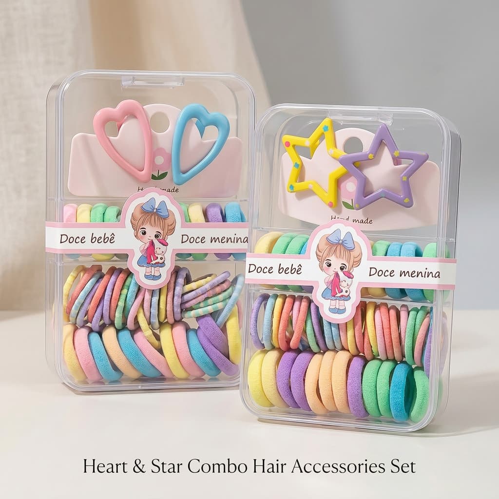 Kit 2 Caixas Elásticos e Presilhas de Cabelo Infantil e Adulto Material Seguro Premium Presente Criativo Meninas