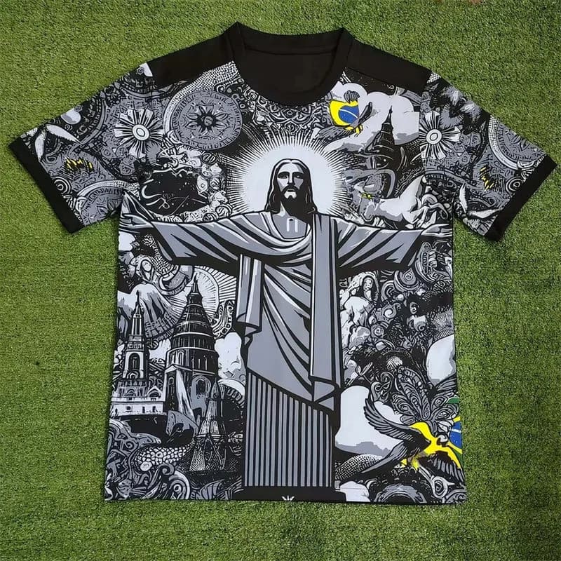 Verão Treinamento De Futebol Topo Edição Especial Jesus Preto Cinza Camisa Adulto Crianças Ao Ar Livre Camisetas De Seca