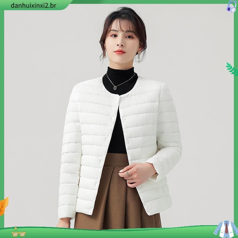 M-4XL UNIQLO Jaqueta Quente Feminina Com Gola Redonda E Leve De Pato De Alta Qualidade