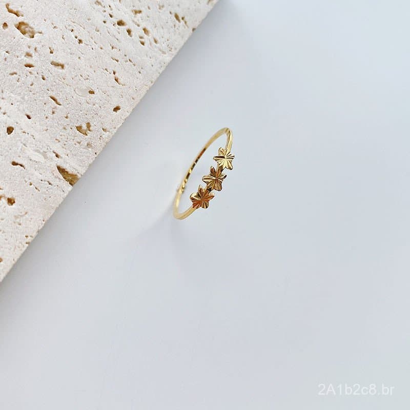 Novo anel de aço titânio para mulheres, fino e simples, elegante anel de aço inoxidável com banho de ouro 18k, acessório